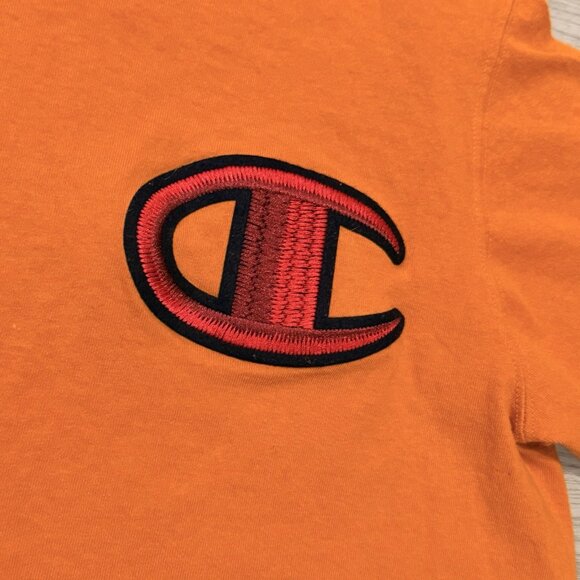 Vintage 90s Y2K Champion Orange Embroidered Big C Logo T-Shirt Men’s Sz Large - Picture 3 of 5